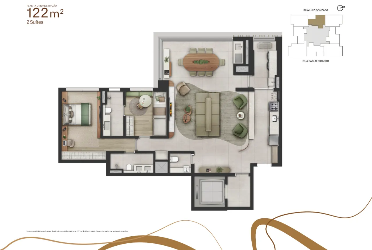 Apartamento 121 m² com 2 suítes e varanda no Jardim das Perdizes
