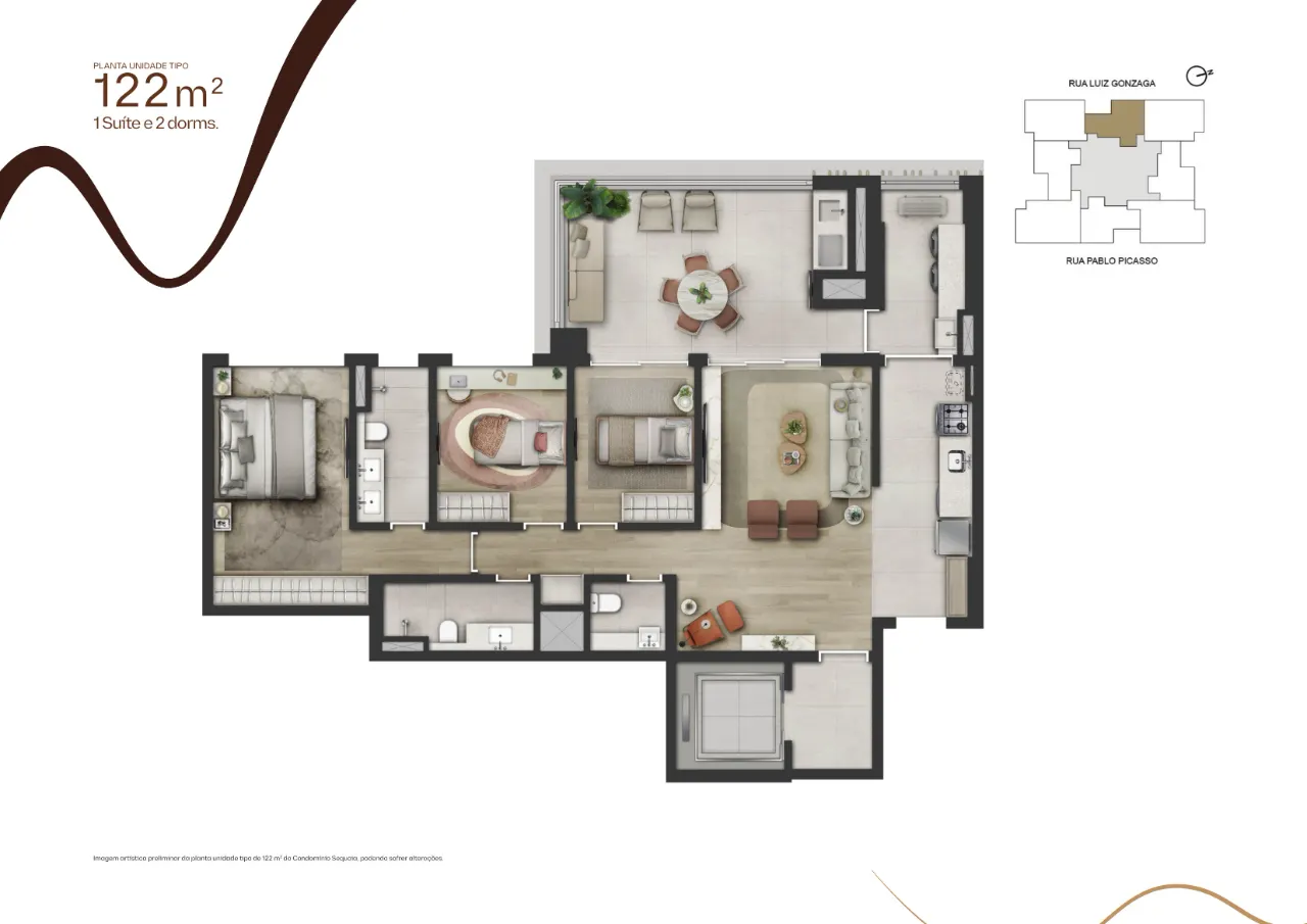 Apartamento 121 m² com 3 quartos e 1 suíte no Jardim das Perdizes